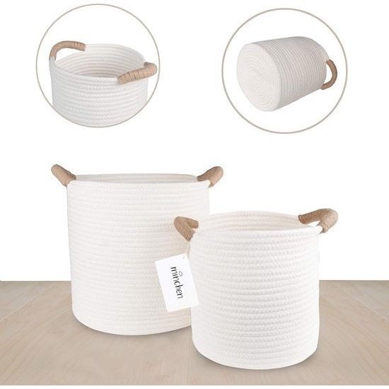 Set van 2 opbergmanden – opbergruimte en organisatie voor de gang, badkamer, slaapkamer en woonkamer of als speelgoedorganizer in de kinderkamer