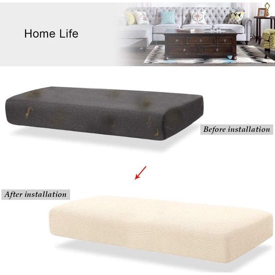 Bankovertrek stretch kussensloop sofakussen hoes meubelbescherming bankovertrek voor de bank 1-delige kussenslopen voor 1-zits (1 zits, ivoor)