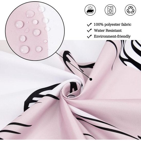 Waterproof Polyester Fabric Shower Curtain Anti-Mould Washable Flowers Shower Curtains with 12 Shower Curtain Rings, Bath Curtain with Weighted Hem for Shower Bathroom 175 x 178 cm