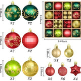 Kerstballen, set van 44 stuks, kerstboomversiering, ballen in meerkleurig, kerstdecoratie