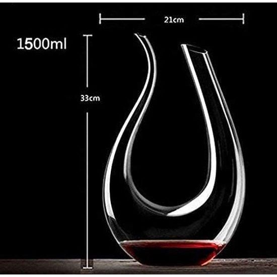 Decanter 1,2 l wijndecanteerpot, loodvrije glazen ventilatiekaraf, perfecte cadeauset, decanteerder