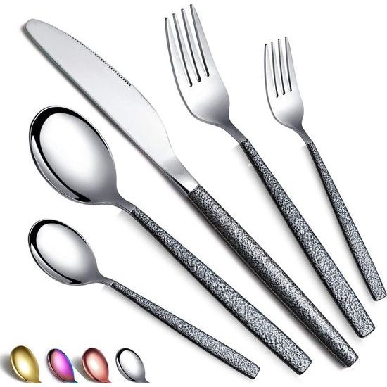 Bestekset 30 stuks coating met zwarte Marsgreep, roestvrij stalen mes lepel vorken bestekset bestek set bestek set service voor 6 personen