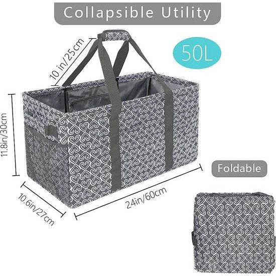 50 liter boodschappenmand, opvouwbaar, groot, voor dames en heren, draagtas met inklapbaar stalen draadframe, boodschappentas, wasmand, opvouwbaar, voor winkelen, vakantie, picknick, wassalon