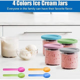 Set van 4 Creami Pints en deksel, ijshouder voor ijs met lepel, voor Pints NC299AM C300s-serie, vaatwasmachinebestendig