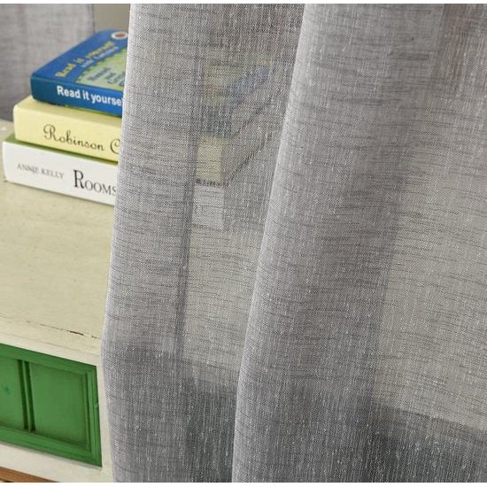 Gordijn, transparant met plooiband in linnen-ook, voile, voor woonkamer, kinderkamer en slaapkamer