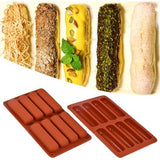 Pakket van 2 mueslirepen bakvorm siliconen mal met 8 holtes antiaanbakstaaf bakvorm, grote rechthoekige energierepen siliconen bakvorm voor mueslirepen muffin chocolade brownie cheesecake