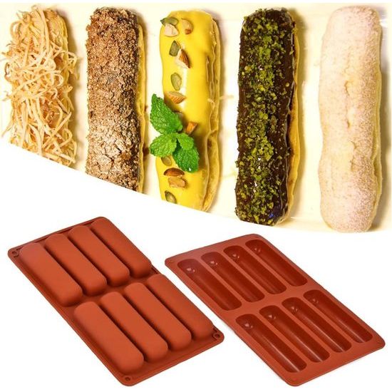 Pakket van 2 mueslirepen bakvorm siliconen mal met 8 holtes antiaanbakstaaf bakvorm, grote rechthoekige energierepen siliconen bakvorm voor mueslirepen muffin chocolade brownie cheesecake