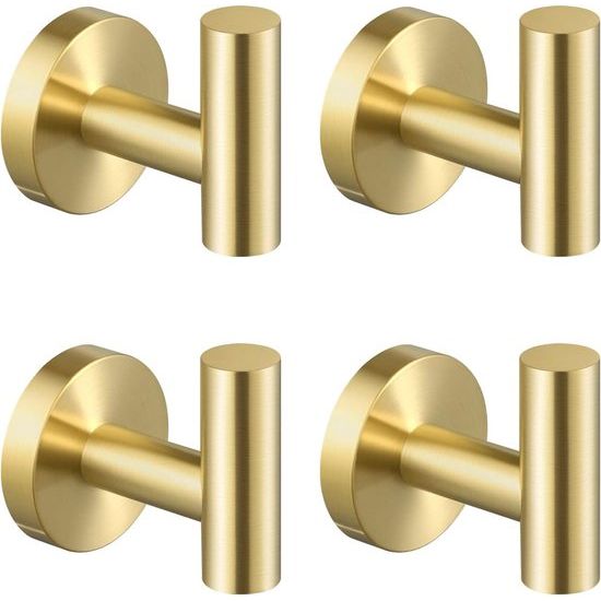 Handdoekhaak Goud Kapstokhaak RVS SUS 304 Wandhaak Garderobehaak Kledinghaak 4 Stuks Geborsteld Goud