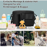 Organizer met bekerhouder/dispenser voor natte doekjes, kinderwagentas, buggy-organizertassen met ritsvak, schouderbanden, reistassen voor luiers, doekjes, mobiele telefoons, zwart