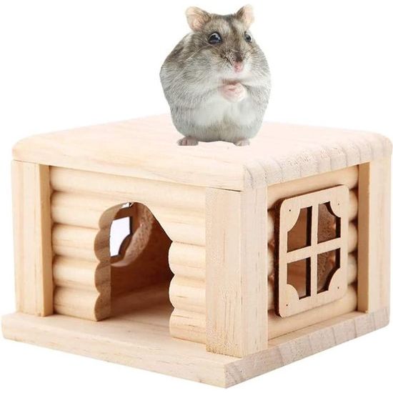 Hamsterhuis natuurlijk houten hamstercabine Hamsterkooi klein dierenhuis met venster voor klein