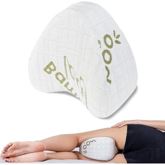 Kniekussen voor zijslapers, orthopedisch beenkussen van traagschuim, voor verlichting van knieën en ontspanning, ergonomisch slaapkussen met anti-allergische anti-mijt, bamboe overtrek