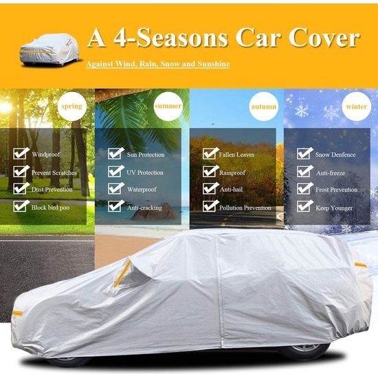 Auto delen, 6 lagen, waterdicht, waterdicht, complete garage, stofdicht, auto delen, buiten, voor terreinwagens (510 x 193 x 150 cm)