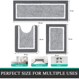 badkamertapijten, 3-delig, microvezel, absorberende badmatten en toiletmat, wollige badmat, antislip, wasbaar, wc-mat met uitsparing, donkergrijs