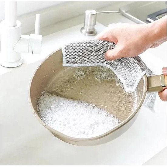 Multifunctionele stalen reinigingsdoek, draadvaatdoek, draadafwasdoek, stalen doek, afwasdoek voor nat en droog reinigen van hardnekkige vlekken van borden, potten, bakplaten, grills, fornuizen, ovens en meer