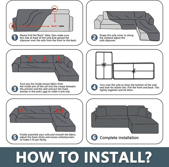 Fluwelen Peninsula bankovertrek, 2-delige bankovertrek links/rechts hoek, Chaise Longue bankovertrek met twee kussenslopen, L-vorm schiereiland bankovertrekken (3-zits + 3-zits, grijs)