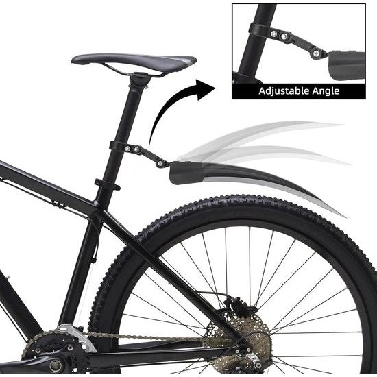 Fietsspatbordenset, universele spatborden, mountainbike met 2 rode reflectorstickers, instelbaar, voor achter spatborden, bescherming voor 24-29 inch MTB racefiets