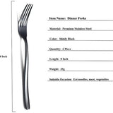 Zwarte Tafelvorken, 6 Stuks, Roestvrij Staal, 8 Inch Vorken, Bestekset, Dessertvorken, Tafelvorken, Saladevorken voor Thuis, Keuken of Restaurant, Vaatwasmachinebestendig