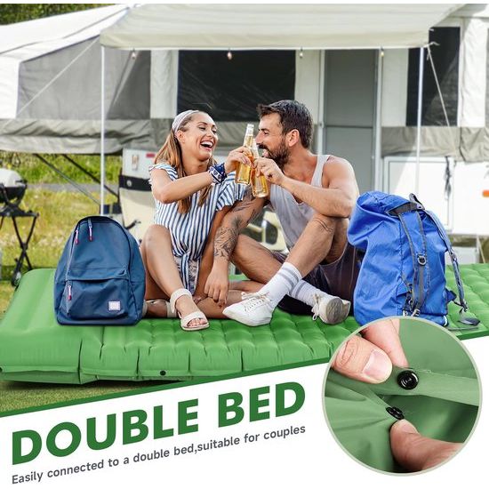 Isomat, zelfopblazend, ultralicht, voor outdoor, camping, luchtmatras, zelfopblazend, klein pakformaat, opblaasbare tentmatras, campingmat met hoofdkussen, slaapmat met voetpomp