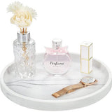 Cosmetisch dienblad, ronde harsdienblad, keramische sieradendienblad, opbergbak, make-up-organizer, sieraden, opbergdienblad, voor badkamer, toilettank, wastafel, zandwit