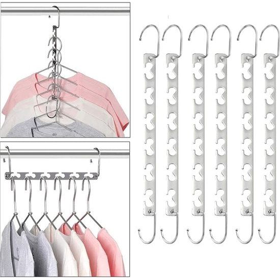 Kleerhanger Ruimtebesparend Metaal Magic Magic Hangers Antislip Closet Organizer Garderobe voor broeken, jeans, pakken en jurken (set van 6)