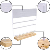 Belle Vous Wit Metalen Oorbel Organizer Sieraden Display Standaard met Houten Basis - 144 Gaten, 3 Lagen - Opslag Voor Hangende Oorbellen, Kettingen & Knopjes Houder Rek Voor Dames & Meisjes