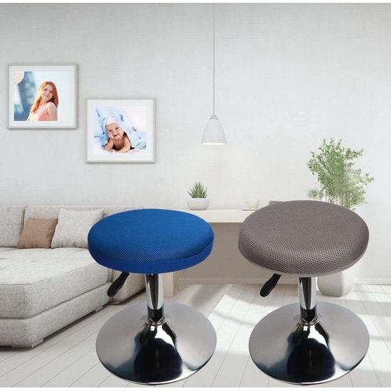 Krukhoes, rond, grijs, barkruk met overtrek, rond, voor kruk, wasbaar, onderhoudsvriendelijk, ademend en duurzaam, voor 26-35 cm ronde kruk, diameter (grijs, 2)