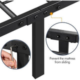 Modern metalen bedframe met lattenbodem, tweepersoonsbedframe met hoofdeinde, logeerbed voor slaapkamer en logeerkamer, 90 x 200 cm, zwart