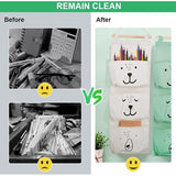 SCHYIDA 3 stuks hangende tas voor aan de muur, hangende opbergtas, hangende organizer met 3 halve cirkelvormige vakken, voor kinderkamer, badkamer, slaapkamer, grijs/groen/wit