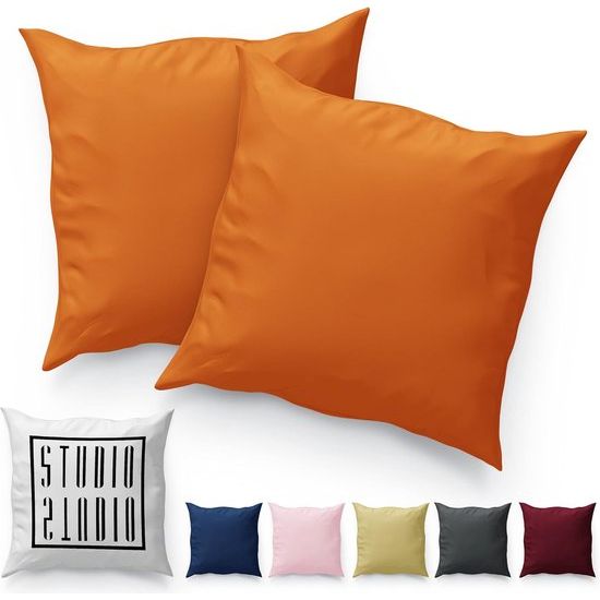 Set van 2 kussenhoezen 40 x 40 cm, gemaakt in groen/EU, 100% gekamd Mako-katoen, slaapkamerkussenhoes 40 x 40 cm, dubbelpak -