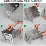 Campinggrill Vouwgrill, Houtskoolgrill Picknickgrill Roestvrij staal Draagbare Campinggrill Afneembare BBQ-grills voor buitentuinfeestpicknick voor 1-2 personen (21 x 16 x 12 cm)
