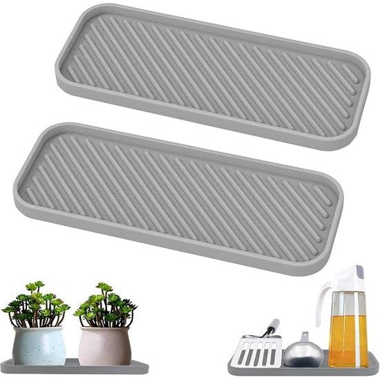 Siliconen spoelbak-organizer, siliconen sponshouder, spoelbak, wastafel, organizer, keuken, vaatwasmachinebestendig, siliconen afdruipmat, voor sponzen, borstels, zeep, 2 stuks (grijs)