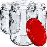 KADAX - Weckpotten, jampotten, 720 ml - inmaakpotten met deksel, glazen met schroefdop, inmaakpotten, voorraadpotten om in te leggen - Rood, 24 stuks