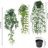 Pakket van 3 kunstmatige hangplanten met potten 63cm 78cm 80cm Kunstplanten Vine Kunstmatige hangende klimopplanten Binnen in potten voor thuis, binnen en buiten