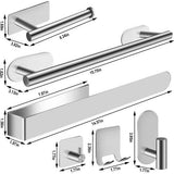 Handdoekhouder zonder boren 9-delige handdoekhouder Badkamerhanddoekhouder Zilverkleurige handdoekhouder Wandbadkameraccessoireset Handdoekhouder Keukenhanddoekrail Geen boren nodig