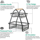 Fruitetagère voor 2 dieren, fruitschaal, fruitschaal, afneembare etagère, fruit, keukenopbergmand, groenterek, fruit, fruit, brood, snackmand (zwart)