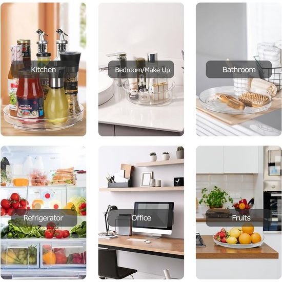 Draaiplateau, 360 graden draaibaar, kruidenrek, keukenhouder, zonder boren, voor keukenorganizer, opslag