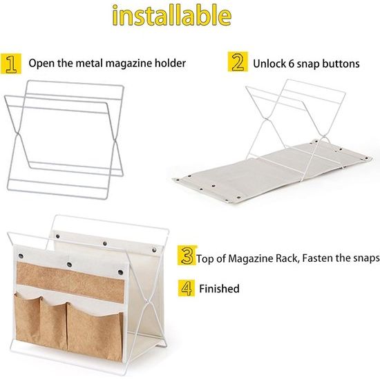 Metalen krantenstandaard, krantenhouder, staande opvouwbare tijdschriftenhouder, tijdschriftenverzamelaar, opbergmand, krantenboek, organizer voor bureau, vloer, kantoor, geel