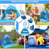 Beach Shelter Pop-up strandtent met UV-bescherming Voorruit en ritssluiting Draagbare strandtent voor 2-3 personen Familie Baby Kinderen Strandtent voor buiten Camping Tuin