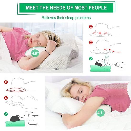 orthopedisch hoofdkussen van traagschuim afneembaar ergonomisch nekkussen voor nek- en schouderpijn, neksteunkussen, 70 x 42 x 14 cm & meer zacht