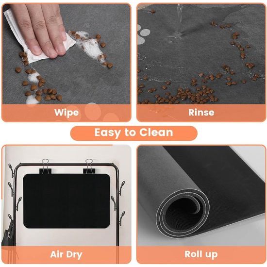 voerbakmat voor honden, hoogwaardige antislip hondenbak, 60 x 40 cm, super absorberend, sneldrogend, voermatten voor huisdieren, voermat voor katten, voermat voor katten (zwart)