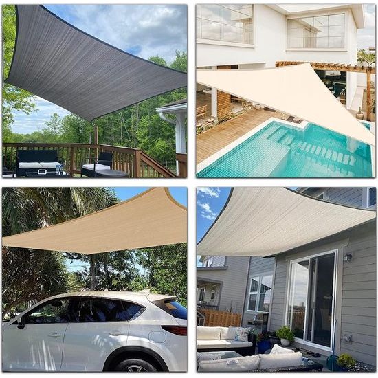 Rectangular sun sail, 2.5 x 3.5 m, waterproof sun protection awning, colour anthracite, 95% UV protection, for outdoor use, garden