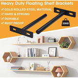 Set van 6 zwevende plankbeugels, onzichtbare plankbeugels, zwevende plankbeugels, robuuste plankbeugels, 125 x 70 mm, plankbeugels, verborgen met 12 schroeven en expansiepijpen voor