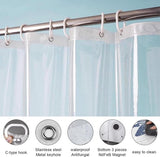 Douchegordijn 180x200cm transparant douchegordijn met magneetbodem douchegordijnen Eva anti-schimmel waterdichte douchegordijnen met 12 douchegordijnringen voor badkuip douche