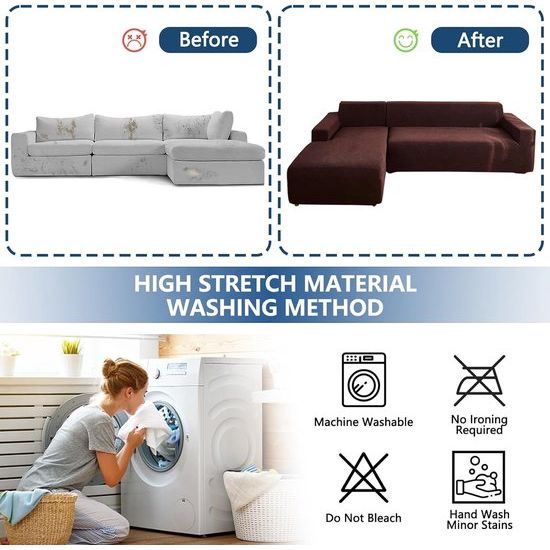 Sofa Cover, Sofa Protector, Sofa Cover 2 Seater, Sofa Cover, Waterproof Stretch Sofa Cover, Throw, Universal Couch Cover, Corner Sofa for L Shape, Requires Two Couch Covers (2-Seater, Dark