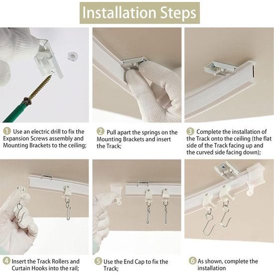 Premium 3m Ceiling Curtain Track System, Flexible and Durable Design for Effortless Glide, Ideal for Shower Windows, RV Room Divider, Privacy and Home Decoration