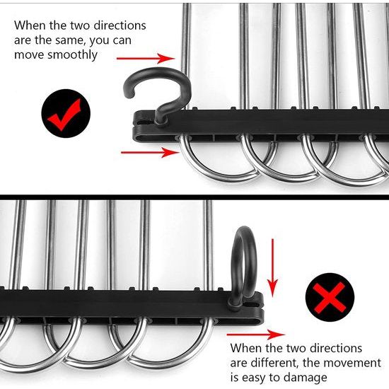Kledingbroekhanger, ruimtebesparende kasthanger, 6 lagen, 2 toepassingen, multifunctionele broeken, opbergrek, kledingkast, organizer, rekken voor kleding, broeken, sjaals, stropdassen (zwart, 2 stuks)