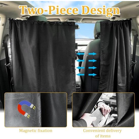 Auto-privacygordijnen Autoscheidingsgordijnen 100 x 180 cm Afneembare autogordijnen Zwart autogordijn Achterverduisteringsgordijn Autogordijnen voor auto Zijruit Reizen Kamperen