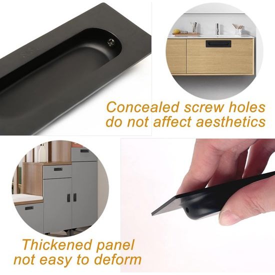 Schuifdeurgreep, zwarte schuifdeurgreep, handgrepen 120 mm lengte, gegalvaniseerde handgrepen, voor keukenkastgrepen, 2 stuks