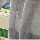 Set van 2 transparante gordijnen met ruchesband, linnenlook, dubbelpak, winkelvoile, decoratief raamgordijn voor woonkamer, kinderkamer