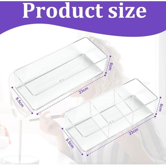 Set van 2 acryl cosmetica organizer lade make-up opbergdoos make-up tafel organizer lade opslag cosmetica make-up stapelbare cosmetische doos transparant schoonheidsorganizer